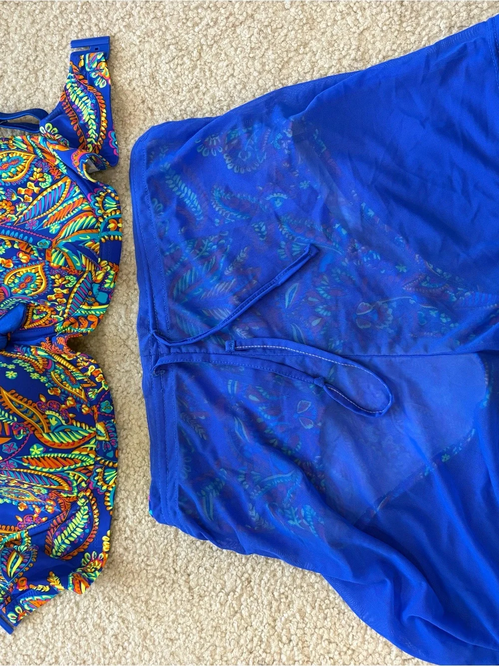 Blue Paisley High-Waist Bikini Set Top 36FF - Picture 2 of 6